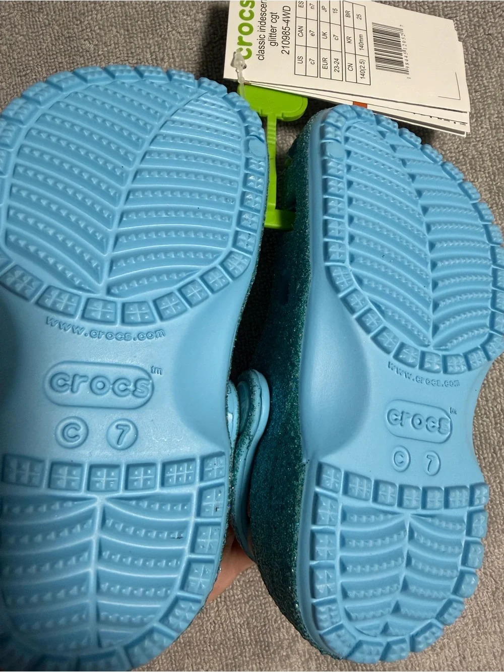 CROCS Kids' Sparkle Clogs - Teal Glitter